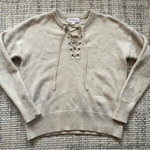Robert Rodriguez Cream Beige Wool Lace Up Sweater XS